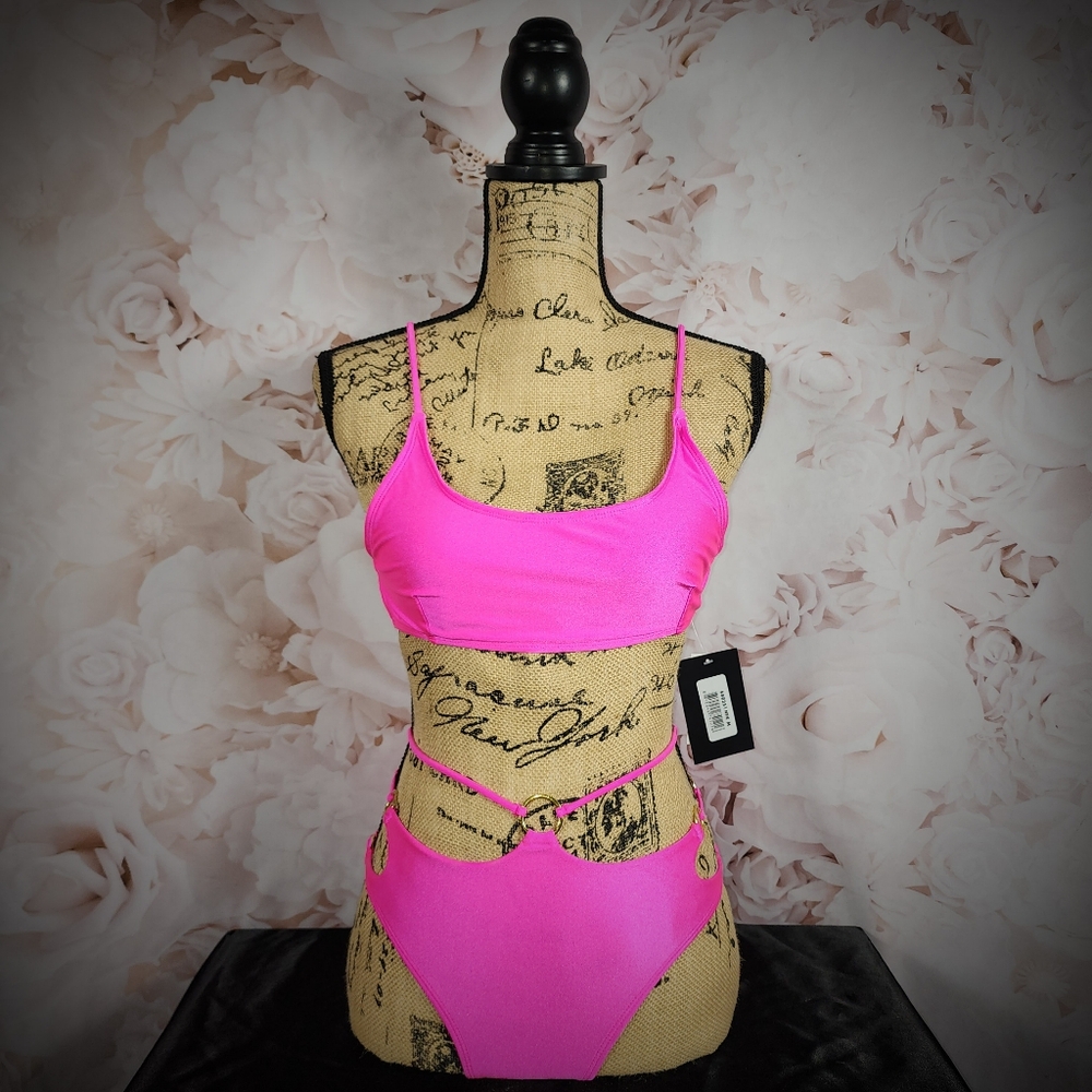 Bright Pink Strappy High Waist Cheeky Forplay Bikini
